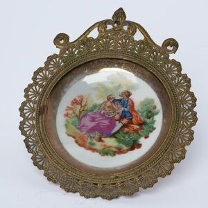Vintage pin dish Fragonard style art A15